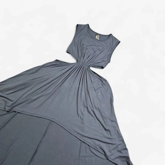 Go Couture Dress Women’s XL Gray Cutout Sleeveless Hi-Low Maxi Boho USA NWOT - Picture 8 of 8